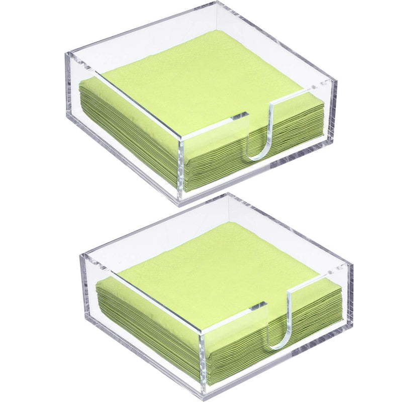 [Australia - AusPower] - 2 Pieces Acrylic Cocktail Napkin Holder, Clear Napkin Holder Square Rectangle Napkin Holder for Lunch Dinner Guest, Kitchen, Bathroom, Restaurant, Office, 5 mm Thickness (5.5 x 5.5 Inch) 5.5 x 5.5 Inch 