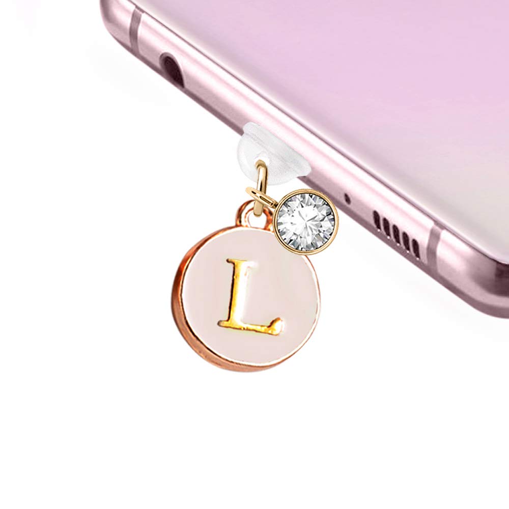 [Australia - AusPower] - ELISE & FONDA TP12 New Type-C USB Charging Port Anti Dust Plug Cute Round Initial letter L Pendant Cell Phone Charm for Samsung Galaxy/Huawei/OnePlus/Xiaomi/oppo New Android Phones(Blanchedalmond) 
