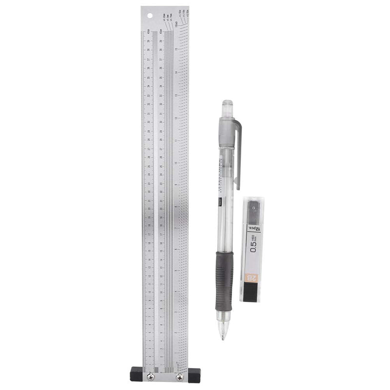 [Australia - AusPower] - Marking Ruler, High Precision Marking T-Rule Scale Ruler, Stainless Steel Woodworking Scribing Ruler, Carpenter Line Gauge Measuring Tool, with Mechanical Pencil (16inch) 