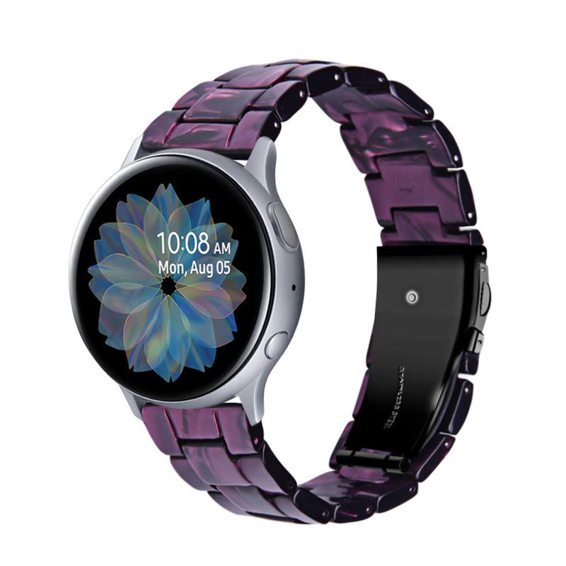 [Australia - AusPower] - Resin Bands Compatible with Galaxy Watch4 40mm 44mm/Galaxy Watch4 Classic 42mm 46mm/Galaxy Watch3 41mm Watchband 20mm Resin Watch Band Stainless Steel Buckle Strap for Galaxy Watch Active 2(Purple) Purple 