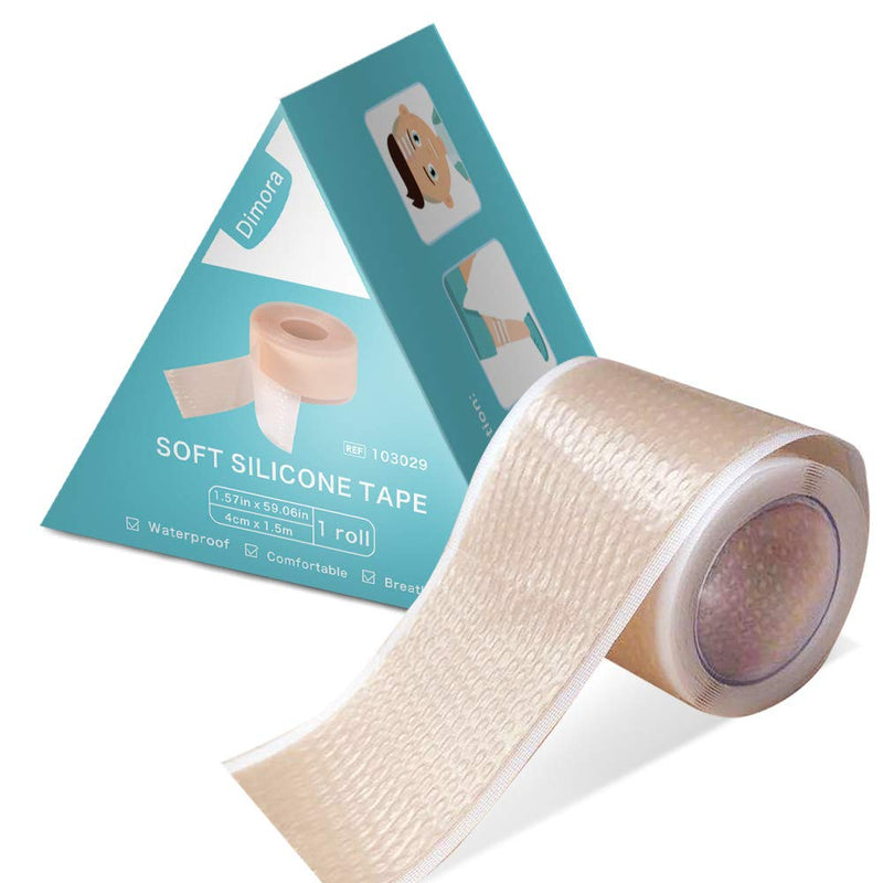 [Australia - AusPower] - Dimora Soft Waterproof Silicone Tape with Easy Tear Design, Adhesive, Comfortable Breathable Pain-Free Removal Tape, Medical Grade（1.6in x 59 in),1 Roll 
