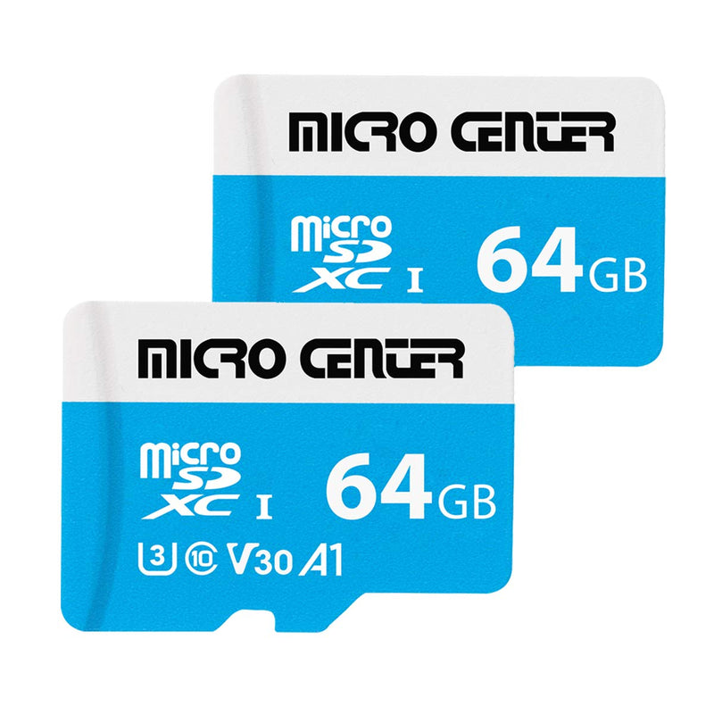 [Australia - AusPower] - Micro Center 64GB microSDXC Card 2 Pack, Nintendo-Switch Compatible Micro SD Card, UHS-I C10 U3 V30 4K UHD Video A1 R/W Speed up to 95/30 MB/s Flash Memory Card with Adapter (64GB x 2) 64GB x 2 Pack 