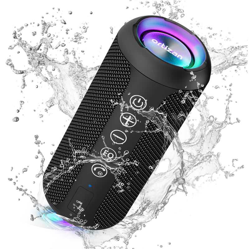 [Australia - AusPower] - Ortizan Portable Bluetooth Speaker, IPX7 Waterproof Wireless Speaker with 24W Loud Stereo Sound, Outdoor Speakers with Bluetooth 5.0, 30H Playtime,66ft Bluetooth Range, Dual Pairing for Home Black 