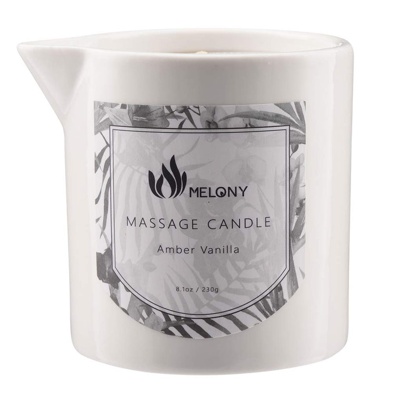 [Australia - AusPower] - MELONY Massage Oil Candle, Moisturizing, Body Oil Candle, Natural Soybeans, 8.1 oz, Amber Vanilla 
