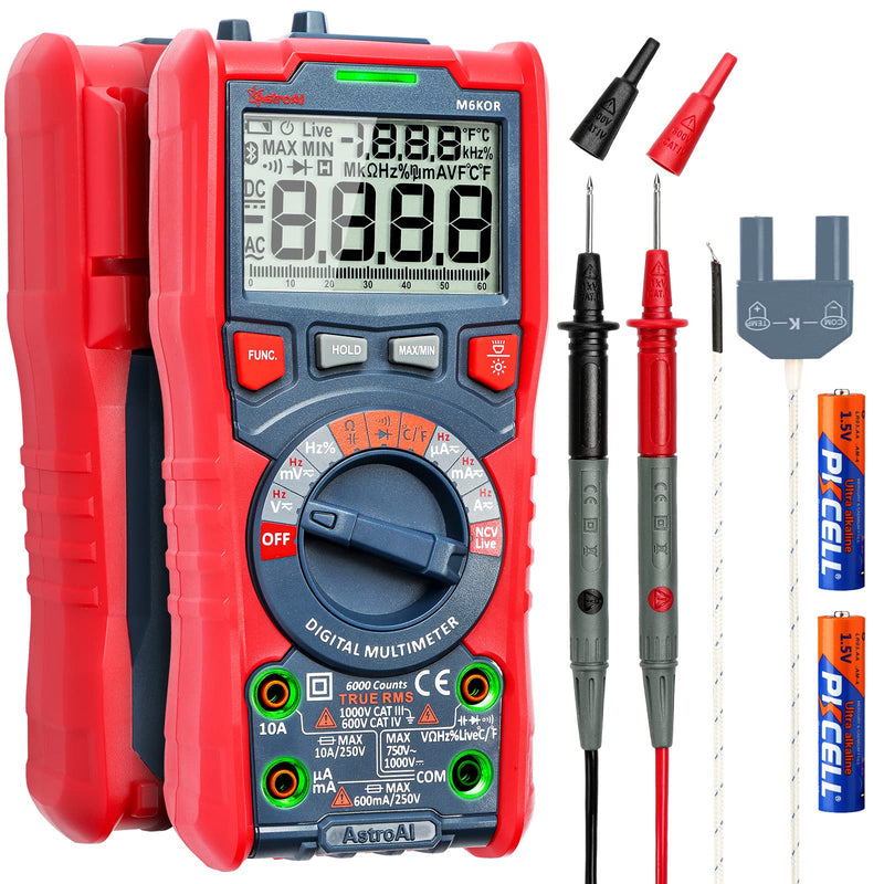 [Australia - AusPower] - AstroAI Digital Multimeter, TRMS 6000 Counts Auto-Ranging Voltage Tester Voltmeter Measuring AC/DC Voltage Current, Capacitance Resistance Frequency Temperature Continuity Diodes with NCV 