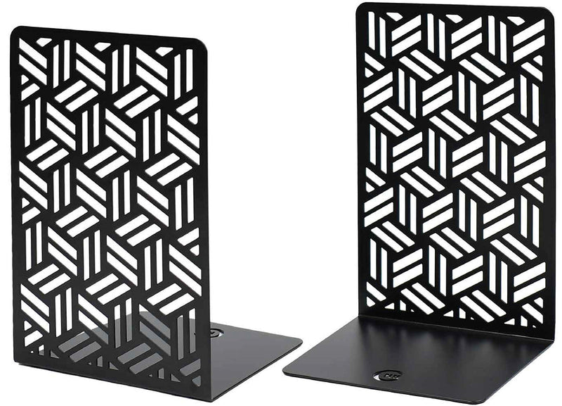 [Australia - AusPower] - CNK Bookends , Premium Book Ends for Book Shelves, Metal Book Ends for Home Office Heavy Books, Book Shelf Holder, Home Decorative, Book Stoppers, Book Holder, Set of 2 Black Hexagon Bookends… 