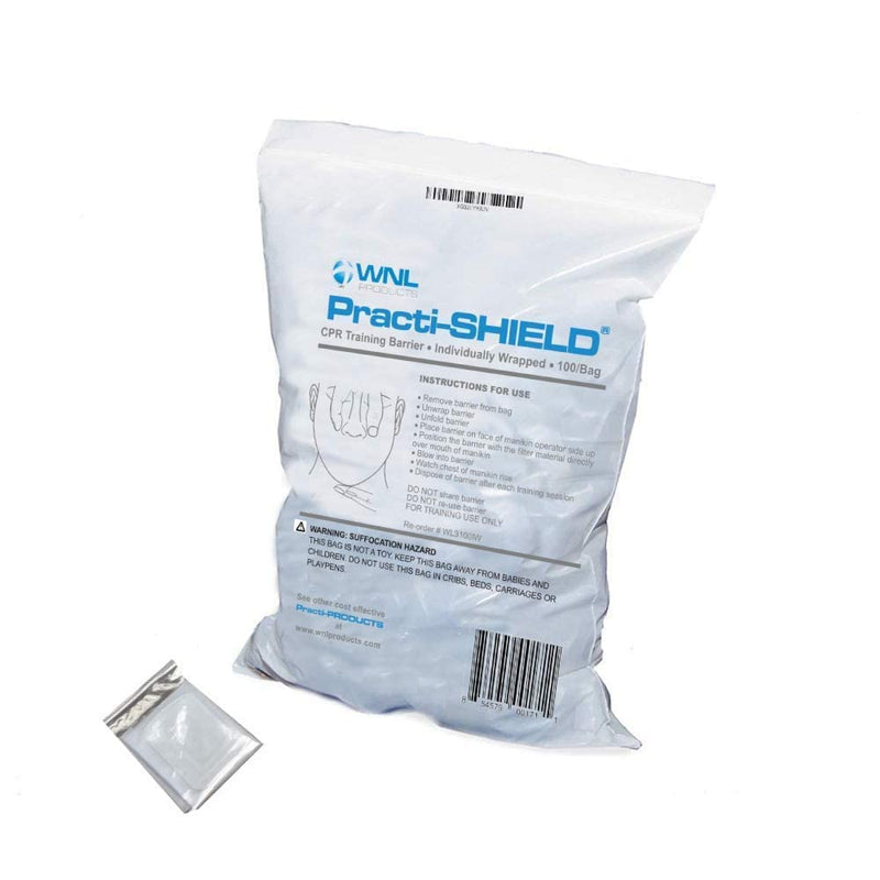 [Australia - AusPower] - WNL Products WL3100IW CPR Practi-Shield Manikin Training Protectors Individually Wrapped (100 Shields) 100 Shields 