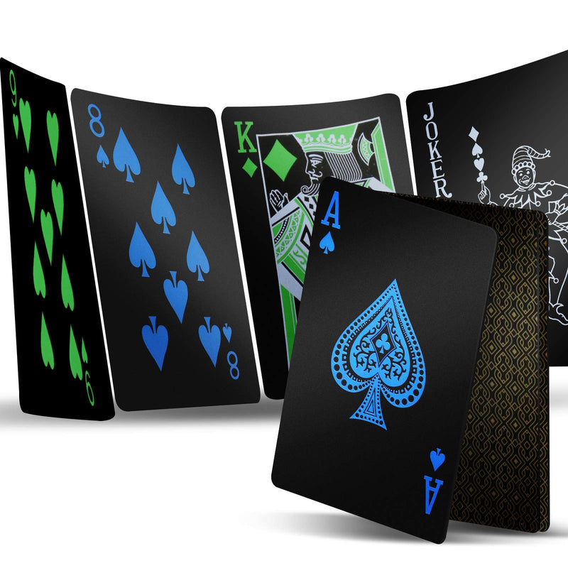 [Australia - AusPower] - INTEGEAR 2 Decks Plastic Playing Cards, Premium Plastic Waterproof Black Playing Poker Cards Professional Luxury Deck of Cards for Adults Classic 2 Decks 