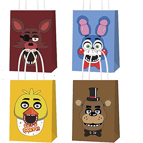 [Australia - AusPower] - 16 PCS Party Gift Bags for Five Night at Freddy's Party Supplies, Birthday Party Gift Goody Treat Candy Bags, Including 4 Patterns for Kids Birthday Party Decorations and Supplies 