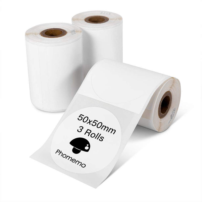 [Australia - AusPower] - Phomemo M110/M110S/M120/M200/M220 Round Circle Thermal Paper 1.96" x 1.96"（50x50 mm）, Multi-Purpose Self-Adhesive Round Label for Barcode Circle Label, DIY Logo Design, Jar Label, Black on White 1.96"x1.96" 