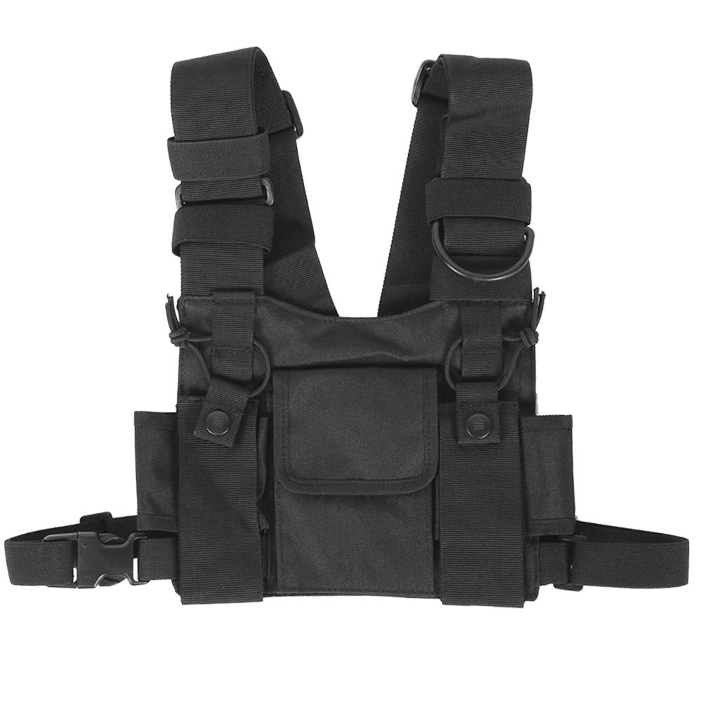 [Australia - AusPower] - Radio Chest Harness Bag, Walkie Talkie Chest Front Pack Pouch Tactics Outdoor Vest Rig Carry Bag Shoulder Holster Storage Bag Multipurpose Sport Chest Bag 