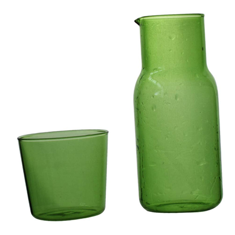 [Australia - AusPower] - YARNOW 500ml Water Carafe Set Hot Cold Water Milk Beverage Pitcher with Matching Glasses Drinking Water Bottle Kettle for Bedroom Home Restaurant Supplies Green 