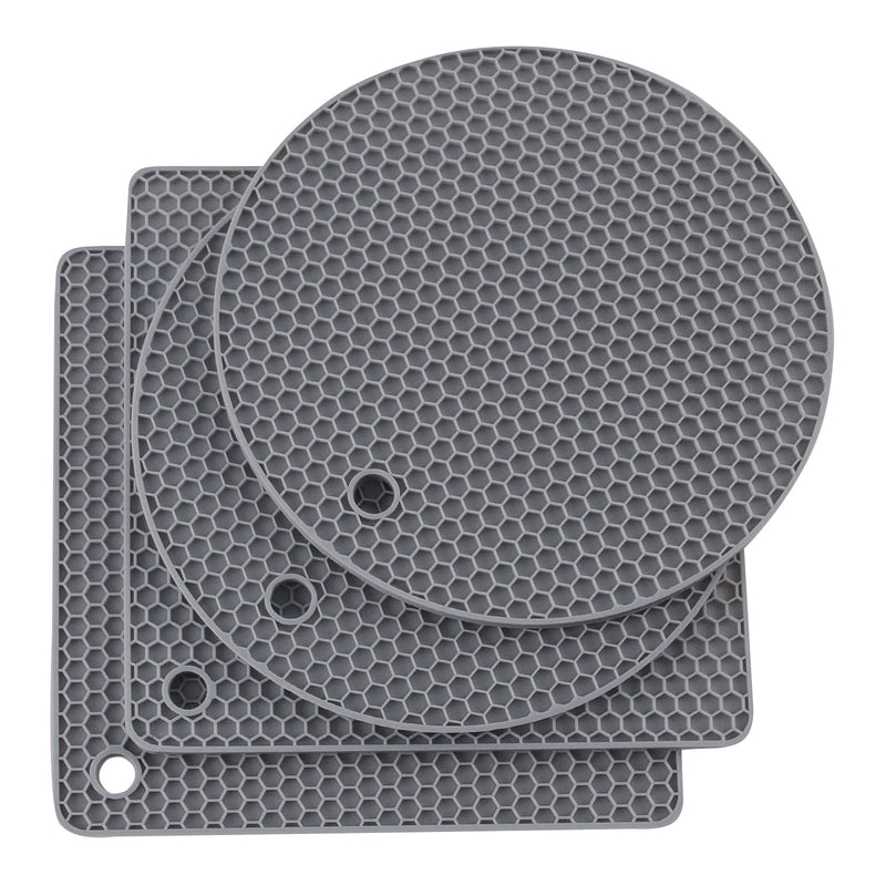 [Australia - AusPower] - Joyhalo Trivet for Hot Dishes -Silicone Pot Holders Hot Pads Plate Holder, Gripper Pad Garlic Peeler Drying Mat Coasters, Grey Gray 