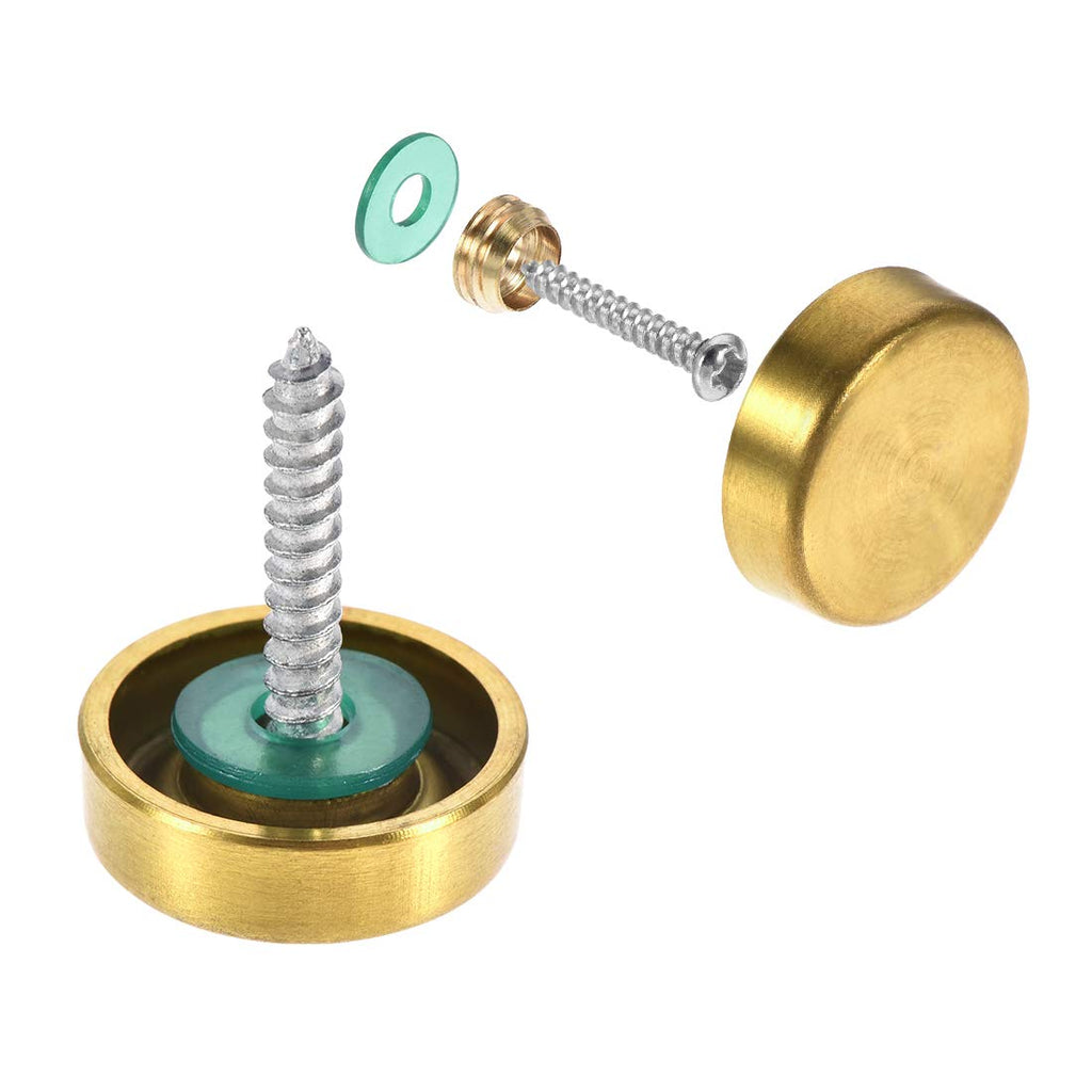 [Australia - AusPower] - uxcell Mirror Screws, Decorative Cap Fasteners Cover Nails, Electroplated Wire Drawing, Golden 16mm/0.63" 8pcs 