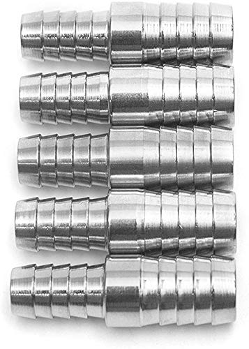 [Australia - AusPower] - LTWFITTING Bar Production Stainless Steel 316 Barb Splicer Mender 1/2" Hose ID x 3/8" Hose ID Fitting Air Water Fuel Boat (Pack of 5) 
