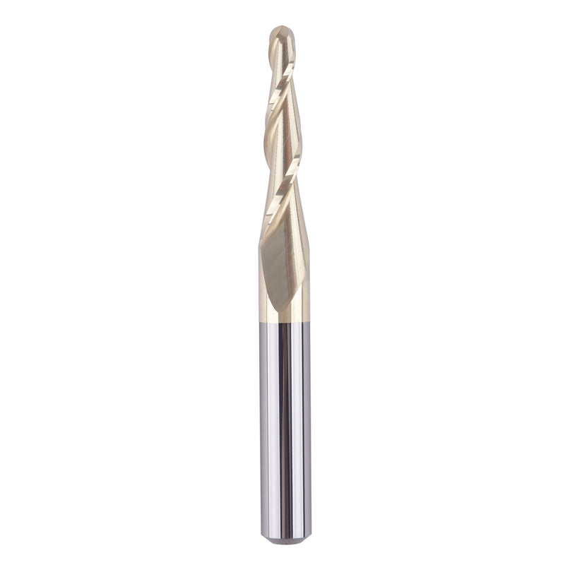 [Australia - AusPower] - SpeTool Tapered Ball Nose End Mill 1/4" Shank with 1/16" Cutting Radius for 3D Carving Engraving Router Bit, ZrN Coated 