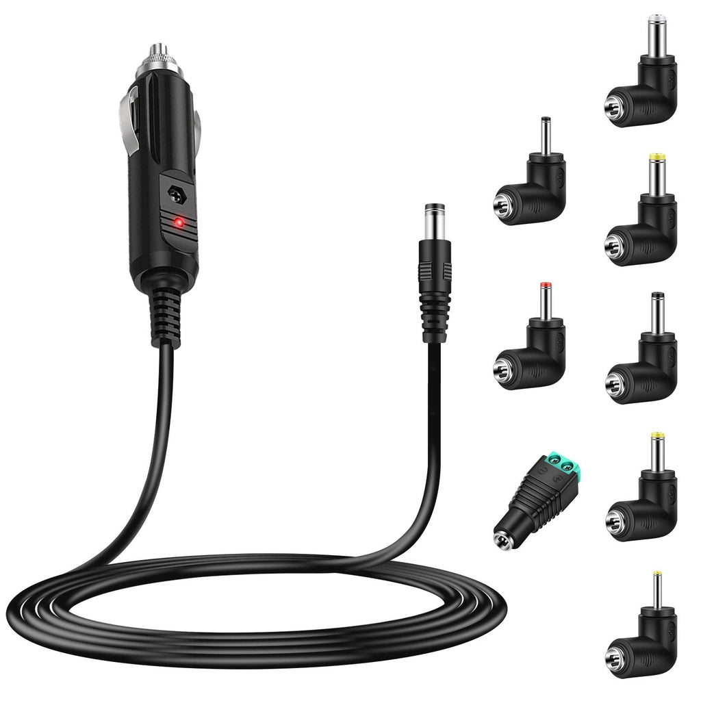 [Australia - AusPower] - MEROM 12V 4A Car Charger, DC 5.5x2.1mm to Cigarette Lighter with 8 Connectors for Portable DVD Player, Car DVR, GPS, Bluetooth Speakers, Breast Pump, Car Refrigerator, Air Compressor, Heating Cup 