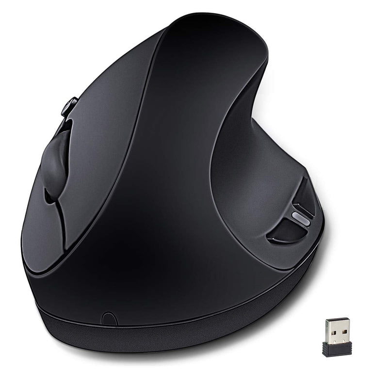 [Australia - AusPower] - Ergonomic Wireless Mouse, Wireless Vertical Mouse 2.4GHz Optical Mice with Adjustable DPI 800/1200/1600 for Small Hands,Black Black 