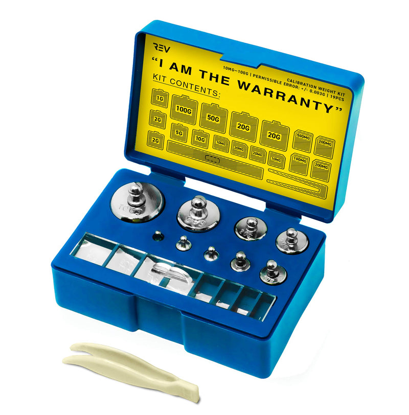 [Australia - AusPower] - 19 pcs Calibration Weight Set 100g – 10mg with Tweezers and Presentation Box for Accurate Precision Balancing of Digital, Jewellery, Diamond, Pocket, Laboratory and Other Scales 