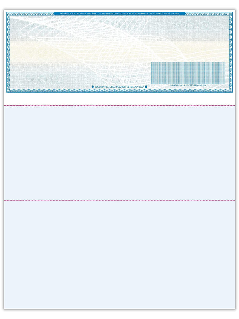 [Australia - AusPower] - Compuchecks 50 High Security Blank Check Stock - Checks on Top Two Perforated Vouchers on Bottom Compatible with QuickBooks, and Laser or Inkjet Printers, Check Paper Weight # 70 - Light Blue Art Deco 