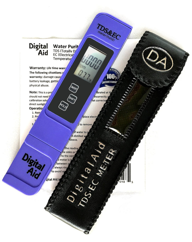 [Australia - AusPower] - Digital Aid Professional TDS, EC & Temperature Meter. 3 in 1. Professional Quality TDS Meter:0-9990ppm. (Purple) Purple 