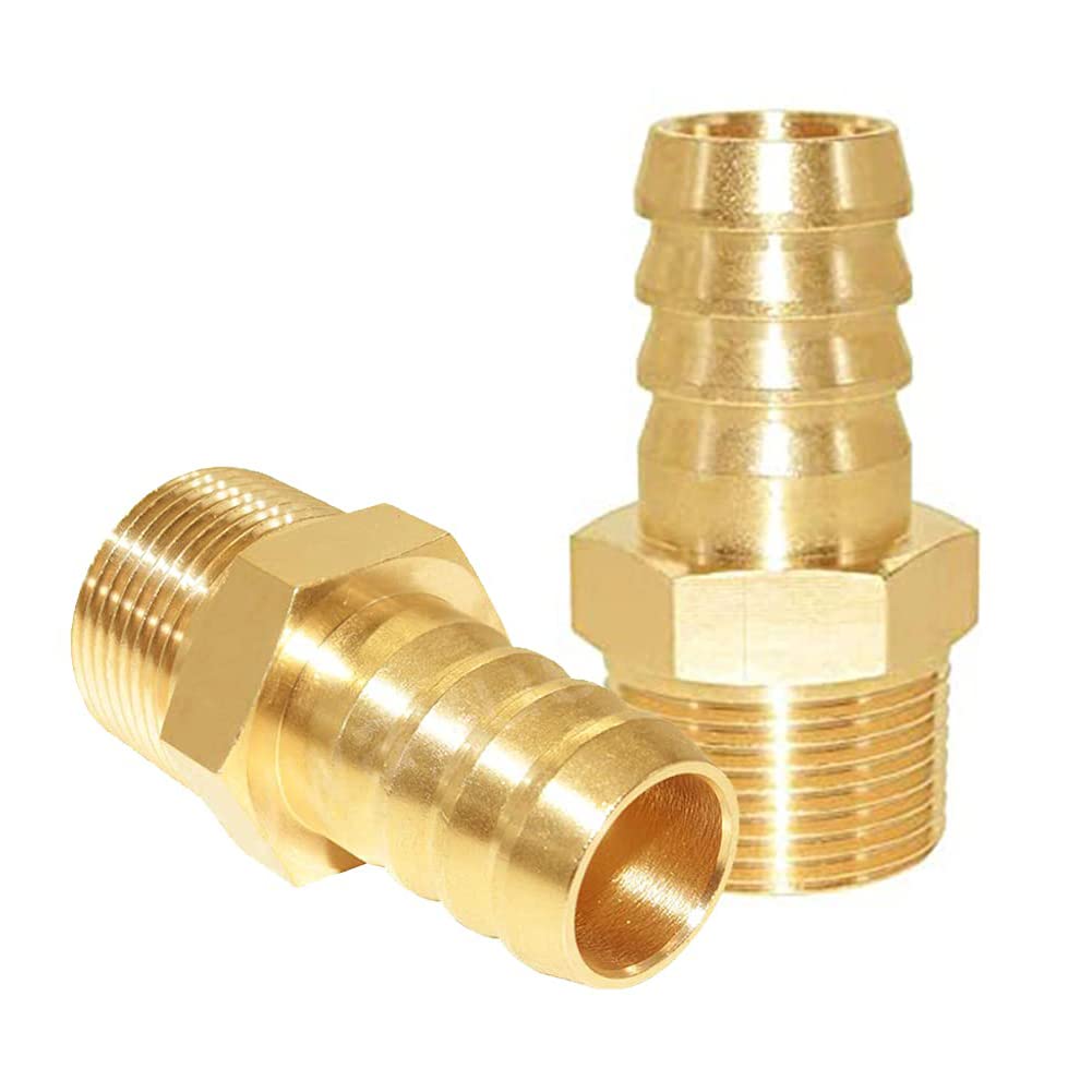 [Australia - AusPower] - Joywayus Brass Hose Barb Fitting 1" Barb x 1" Male NPT Water Fuel Air (Pack of 2) 1"Barb x 1"NPT Male 2PCS 