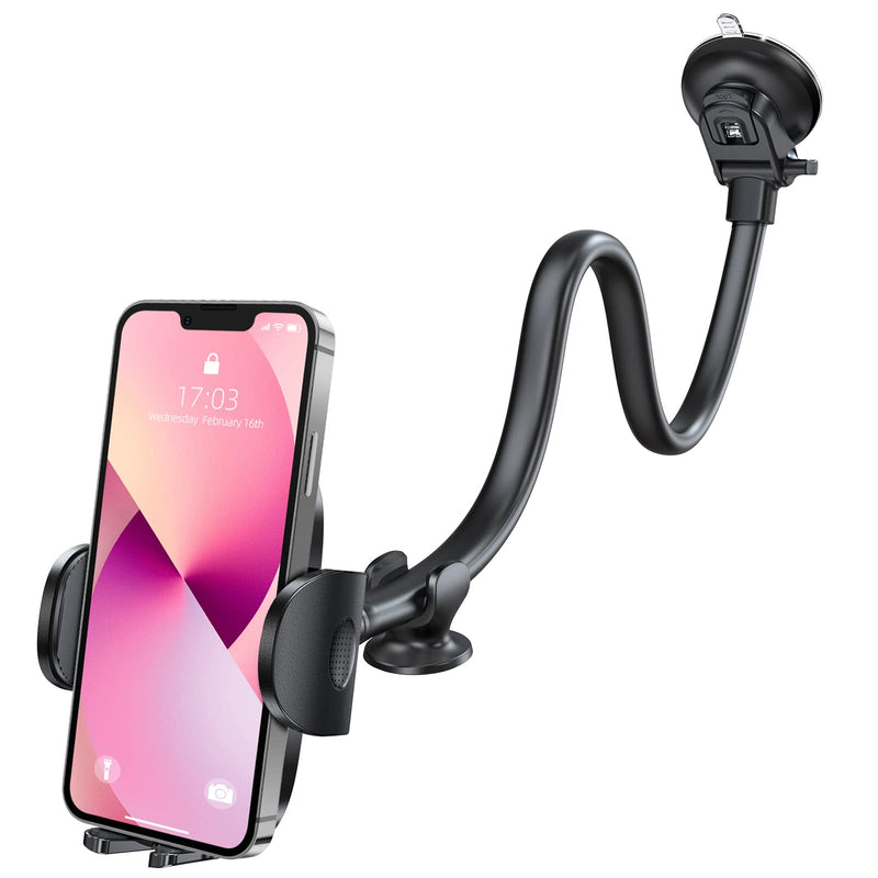 [Australia - AusPower] - Car Truck Phone Mount, APPS2Car 13-inch Suction Cup Phone Holder Windshield Dashboard Car Phone Mount Gooseneck Long Arm Cradle Anti-Shake Handsfree Stand Compatible with iPhone and All Smart Phones 
