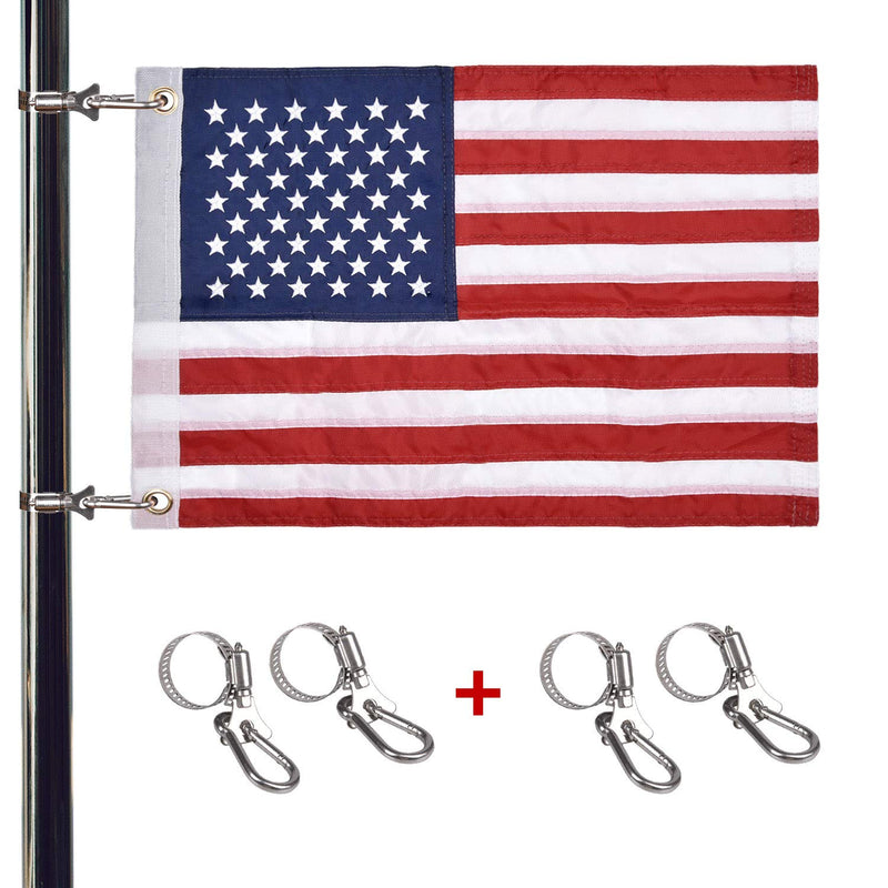 [Australia - AusPower] - Universal Boat Flag Marine 12"x18" with 4 Boat Flag Pole Kits USA Flag with 50 Embroidered Stars American Boat Flag 12x18 Inch 