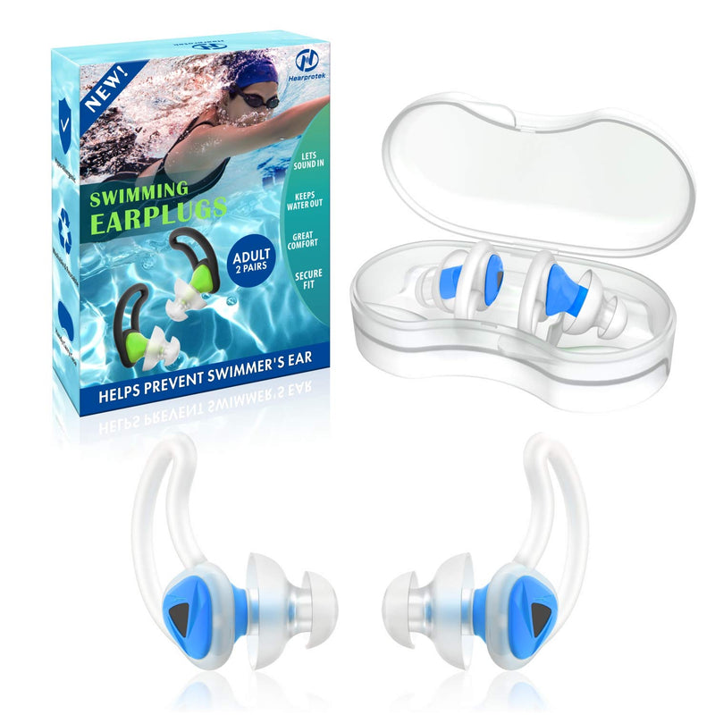 [Australia - AusPower] - 2 Pairs Swimmer Ear Plugs, Hearprotek Upgraded Custom-fit Water Protection Adult Swimming earplugs for Swimmers Water Pool Shower Bathing and Other Water Sports 