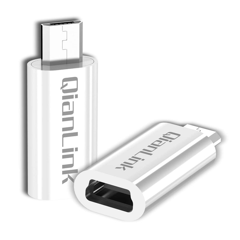 [Australia - AusPower] - Mini USB to Micro USB Adapter, (2-Pack) Mini USB Female to Micro USB Male Convert Connector Charge & Data Sync Compatible with Samsung Galaxy S6 S7 Edge, LG Nexus 5 4 and Micro USB Devices(White) 