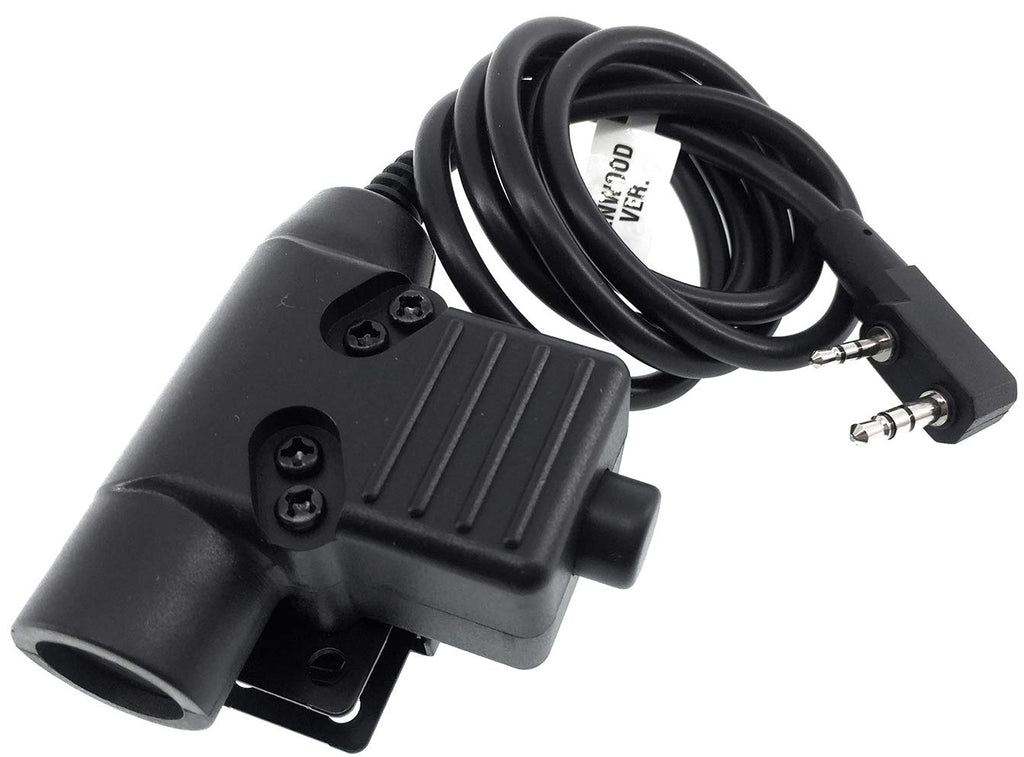 [Australia - AusPower] - SportPro WADSN U94 PTT Adapter Walkie Talkie Headset Push to Talk for Kenwood 2 Pin Airosft - Black 