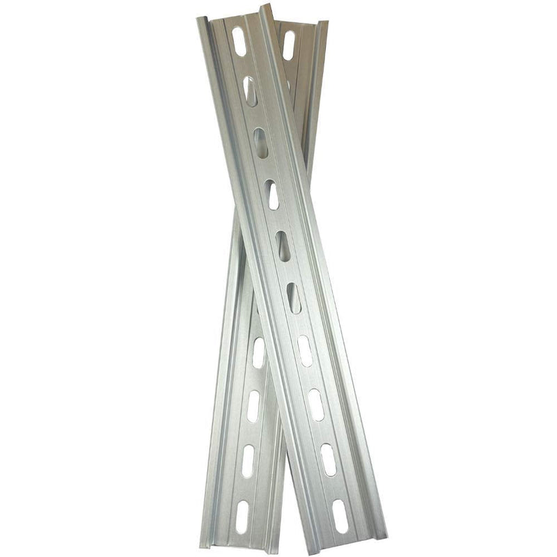 [Australia - AusPower] - T&G 2 Pieces DIN Rail Slotted Aluminum RoHS 10" Inches Long 35mm Wide 7.5mm High 
