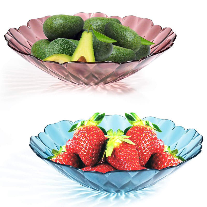 [Australia - AusPower] - Snack Candy Bowl Salad Serving Dish Plastic, Ganamoda Modern Fruit Vegetable Bowls for Home, Kitchen, Wedding, Xmas, Party Centerpiece Bowls (1 Ruby Red, 1 Sapphire Blue) 1 Ruby Red, 1 Sapphire Blue 