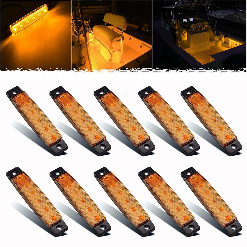 [Australia - AusPower] - PSEQT LED Boat Interior Lights Marine Courtesy Light Strip Deck Transom Cockpit Navigation Lighting Waterproof for Fishing Pontoon Kayak Yacht Sailboat (Blue 10Pcs)… Amber 