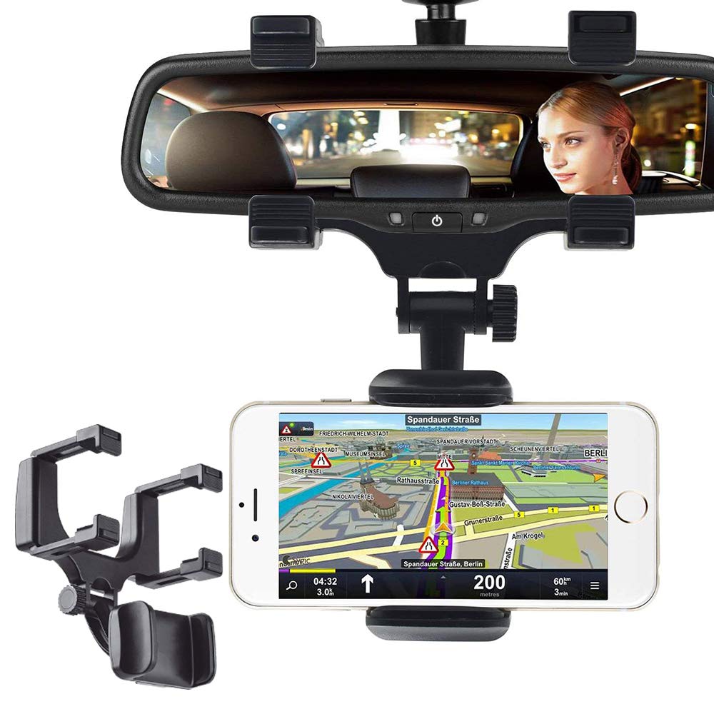 [Australia - AusPower] - Phone Holder Car, Rear View Mirror Phone Monunt for Car 360 Adjustable Smartphone Bracket Flexible Stand Cradle for iPhone Pro/XS/Max/X/8/7/6/6s Plus/12, 11 Pro Max Galaxy S9/S8, Huawei Mate 20. Rearview Mirror Holder-Black 