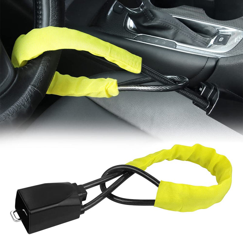 [Australia - AusPower] - Steering Wheel Lock Seat Belt Lock Security Vehicle Seatbelt Lock Anti-Theft Handbag Lock Fit Most Cars SUV Yellow 2 Keys 
