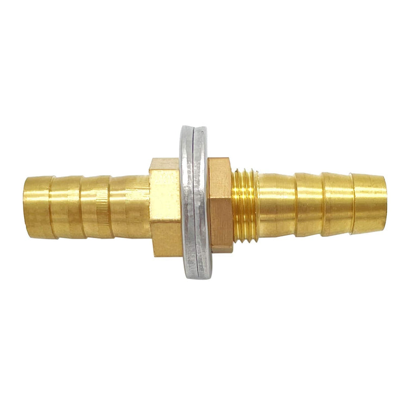 [Australia - AusPower] - Metaland Brass 1/4" Hose Barb Bulkhead Fitting Thru-Bulk Straight Adapter for Water Fuel Air 