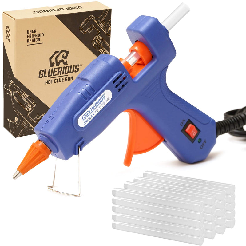 [Australia - AusPower] - Gluerious Mini Hot Glue Gun with 30 Glue Sticks for Crafts School DIY Arts Home Quick Repairs, 20W, Blue 