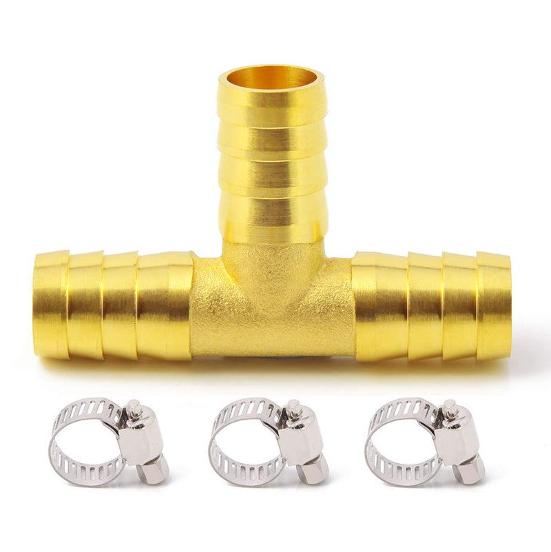 [Australia - AusPower] - Metaland Brass 3/4" Barbed Tee Fitting 3 Way T Shape Adapter with Hose Clamps 1PCS 3/4" x 3/4" x 3/4" 