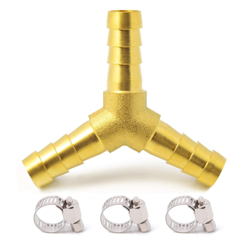 [Australia - AusPower] - Metaland Brass 1/2" Hose Barb 3 Way Wye Y Shape Barbed Splitter Fitting Splicer for Water Fuel Air 1/2" x 1/2" x 1/2" 