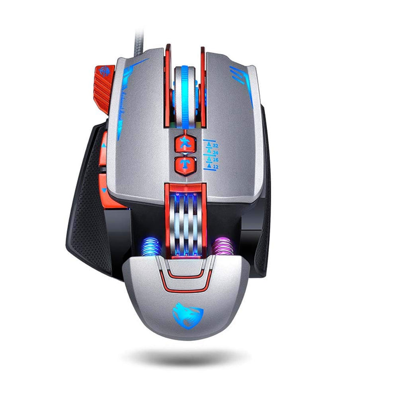 [Australia - AusPower] - Shenligod Gaming Mouse Wired [3200 DPI] [Programmable] [Breathing Light] Ergonomic Game USB Computer Mice RGB Gamer Desktop Laptop PC Gaming Mouse,8 Buttons forWindows PC Gamers Silver 