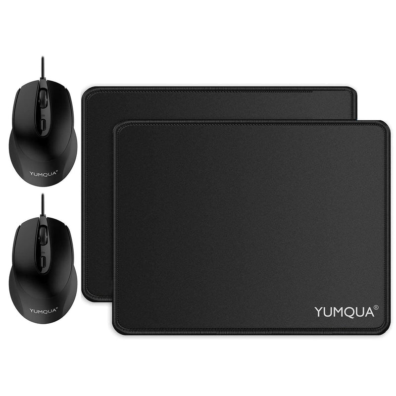 [Australia - AusPower] - YUMQUA G222 USB Wired Computer Silent Mouse Bundle with Mouse Pad -2 Pack Set 