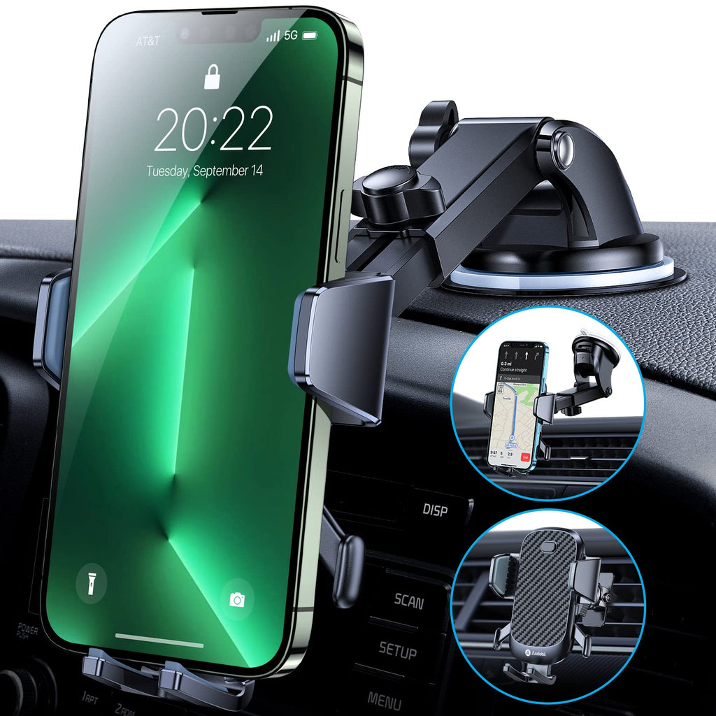 [Australia - AusPower] - andobil [2022 Upgraded] Suction Cup Phone Holder, [Strongest Suction Power & Stick Firmly] Phone Mount for Car Dashboard, Air Vent, Windshield, Compatible with iPhone 13 12 Samsung S22 S21 & Others 