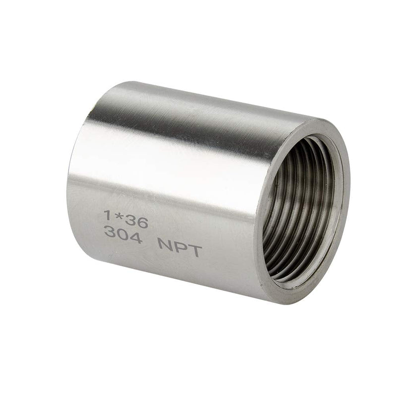 [Australia - AusPower] - Quickun 304 Stainless Steel Pipe Coupling Fitting, 1" x 1" Female Pipe Coupler Connector Adapter Fitting (1.4" Length) 1" Female x 1.5" Length 