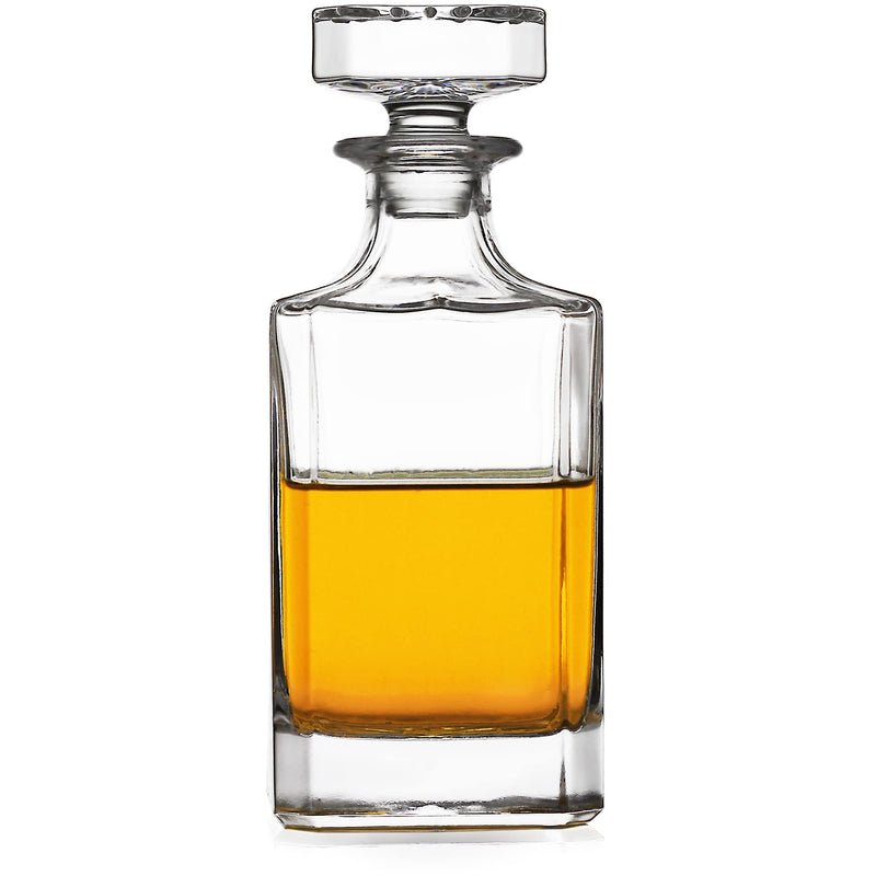 [Australia - AusPower] - LUXU Whiskey Decanter,Square Whiskey Decanter with Stopper,Premium 25 oz Whiskey Decanter for Liquor Scotch Bourbon Vodka Brandy or Wine (Square) Square Decanter 