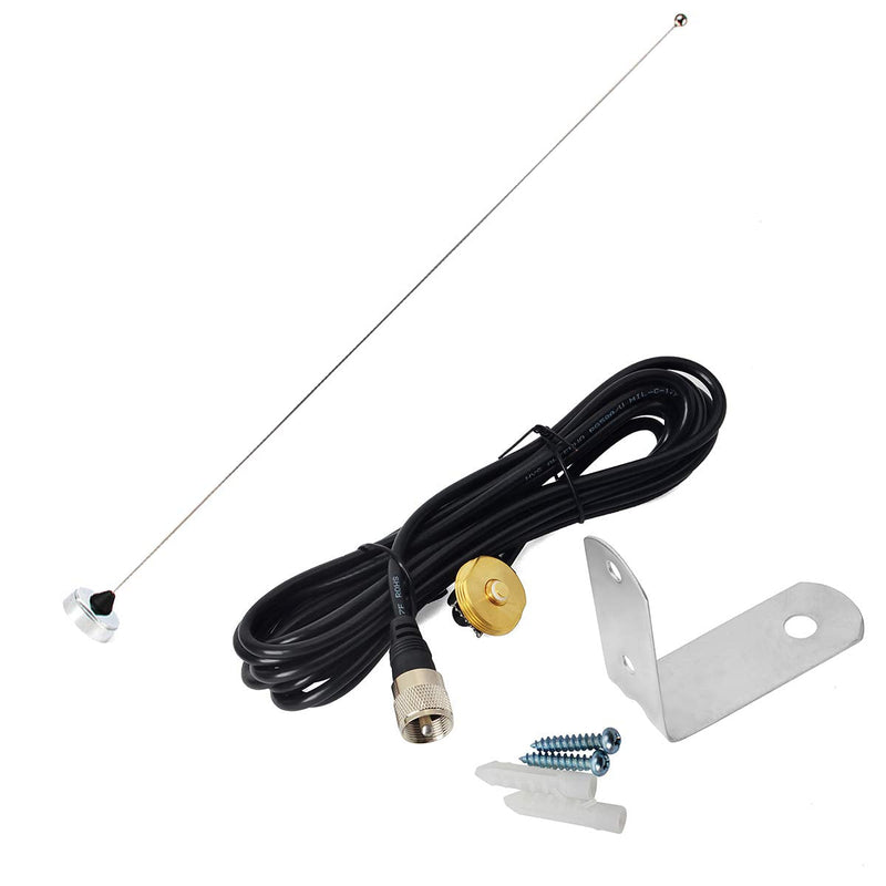 [Australia - AusPower] - HYS VHF 136-174Mhz 2meter 17.9inch NMO Antenna with NMO Mount 4meter(13.1ft) PL259(UHF Male) RG58 Coax Cable and L Shape Fender Bracket Mount for Trunk Car Mobile Radio Transceiver 