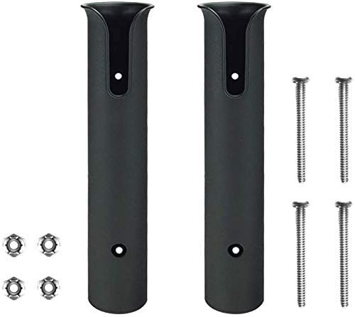[Australia - AusPower] - ISURE MARINE Fishing Rod Holder Bracket Wall Mounted Boat Side Mount Tool Holder Tube Links with Screws 2/3/4 Pole Tube (White/Black) 2-Pole Black 