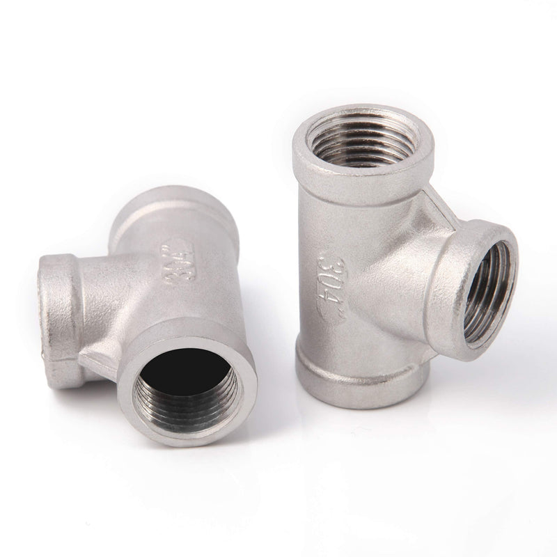 [Australia - AusPower] - Metaland Stainless Steel 1/2" NPT Tee Female 3 Way T Shaped Pipe Fitting (Pack of 2) 