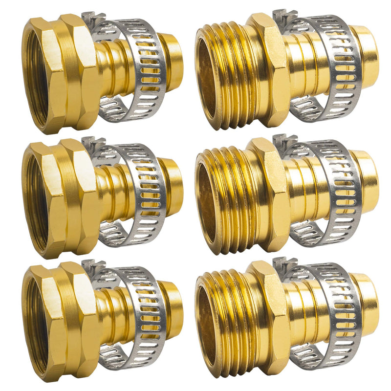 [Australia - AusPower] - Xiny Tool Hose Repair Connectors with Claps, 5/8" Aluminum Garden Hose Repair Kit, Female and Male Hose Connectors & Fitting with Stainless Steel Clamp, 3 Pack 5/8 Inch 3 Set 