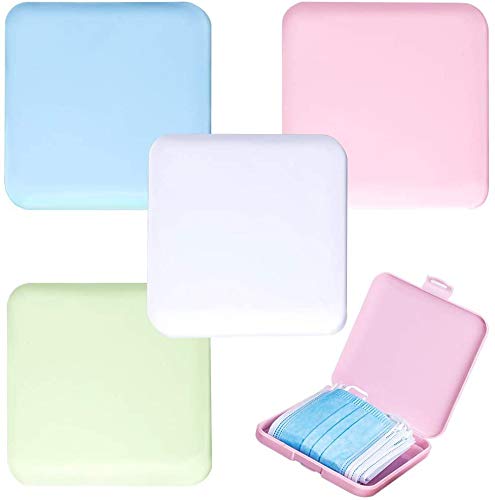 [Australia - AusPower] - 4 Pack Mask Storage Box Portable Lightweight Mask Case Storage Bag Organizer for Recyclable Face Mask Multipurpose Holder Container Keeper for Pollution Prevention (4 Pack Solid Color) 4 Pack Solid Color 